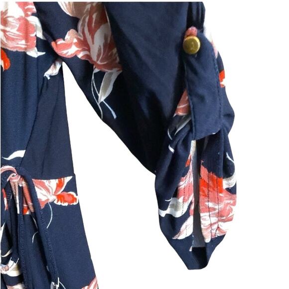 Beeches Brook Dress Women’s Size L Knit Wrap Black Floral Career Work Surplice - Picture 11 of 11